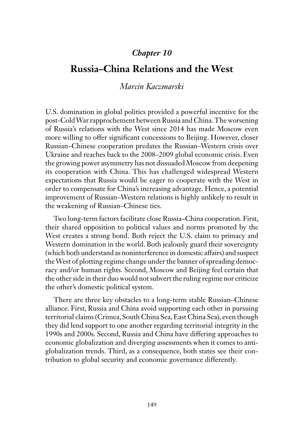 Russia–China Relations and the West