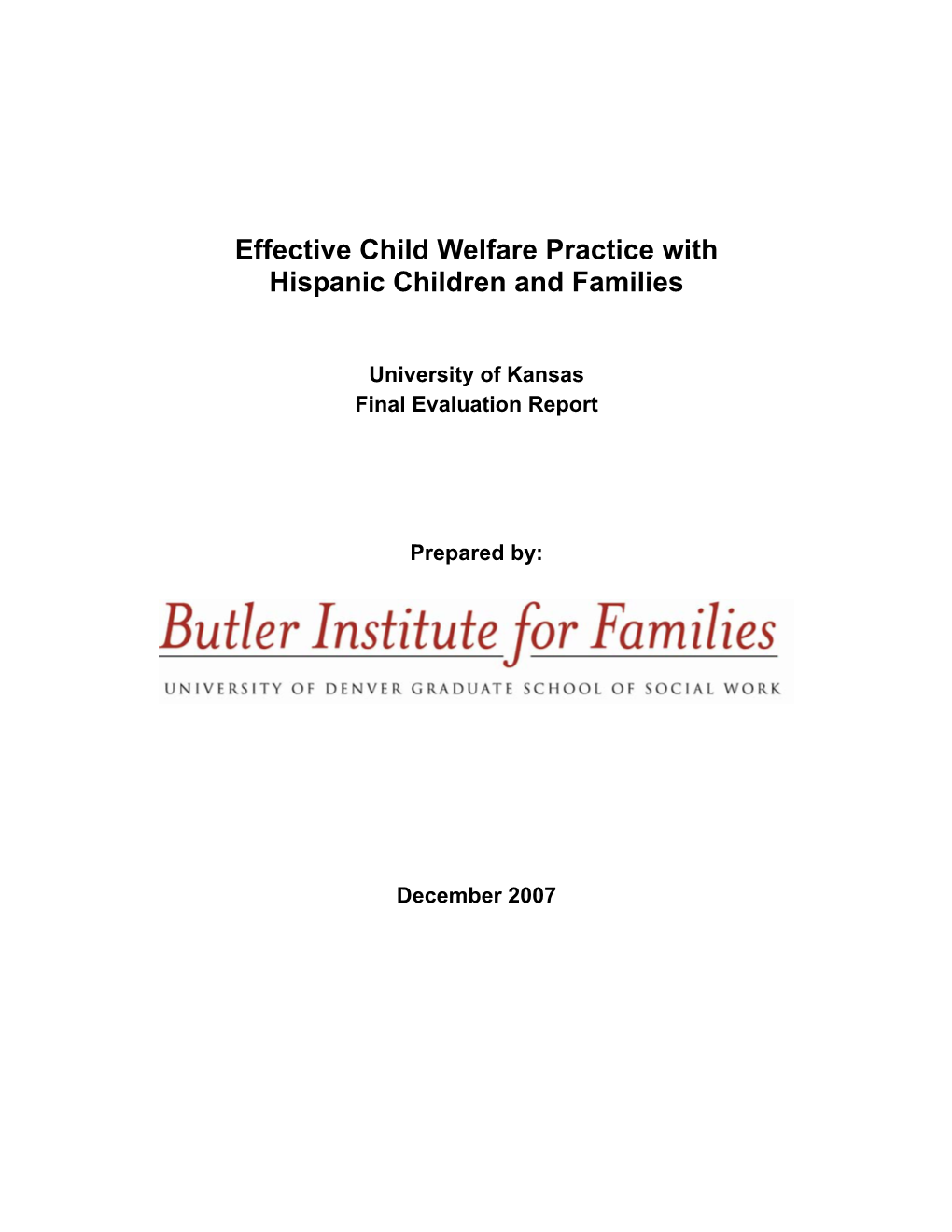 Effective Child Welfare Practice with Hispanic Children and Families