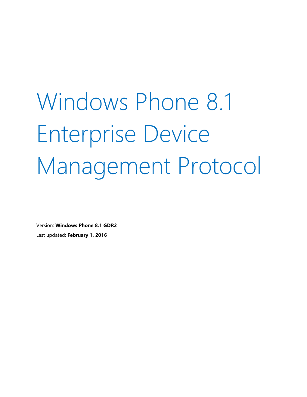 Windows Phone 8.1 Enterprise Device Management Protocol