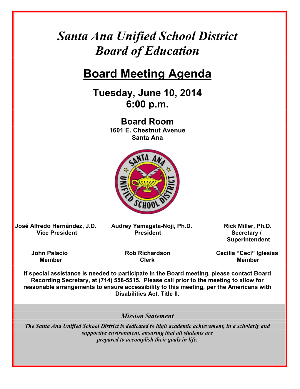 Santa Ana Unified School District Board of Education