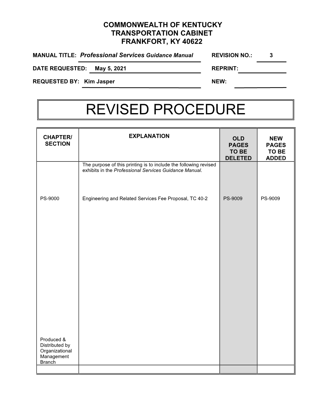 KYTC Professional Services Guidance Manual