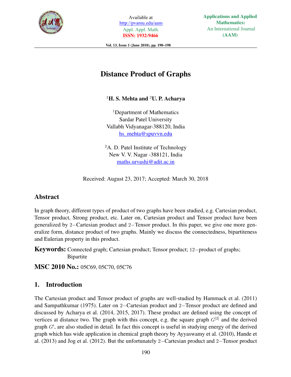 Distance Product of Graphs