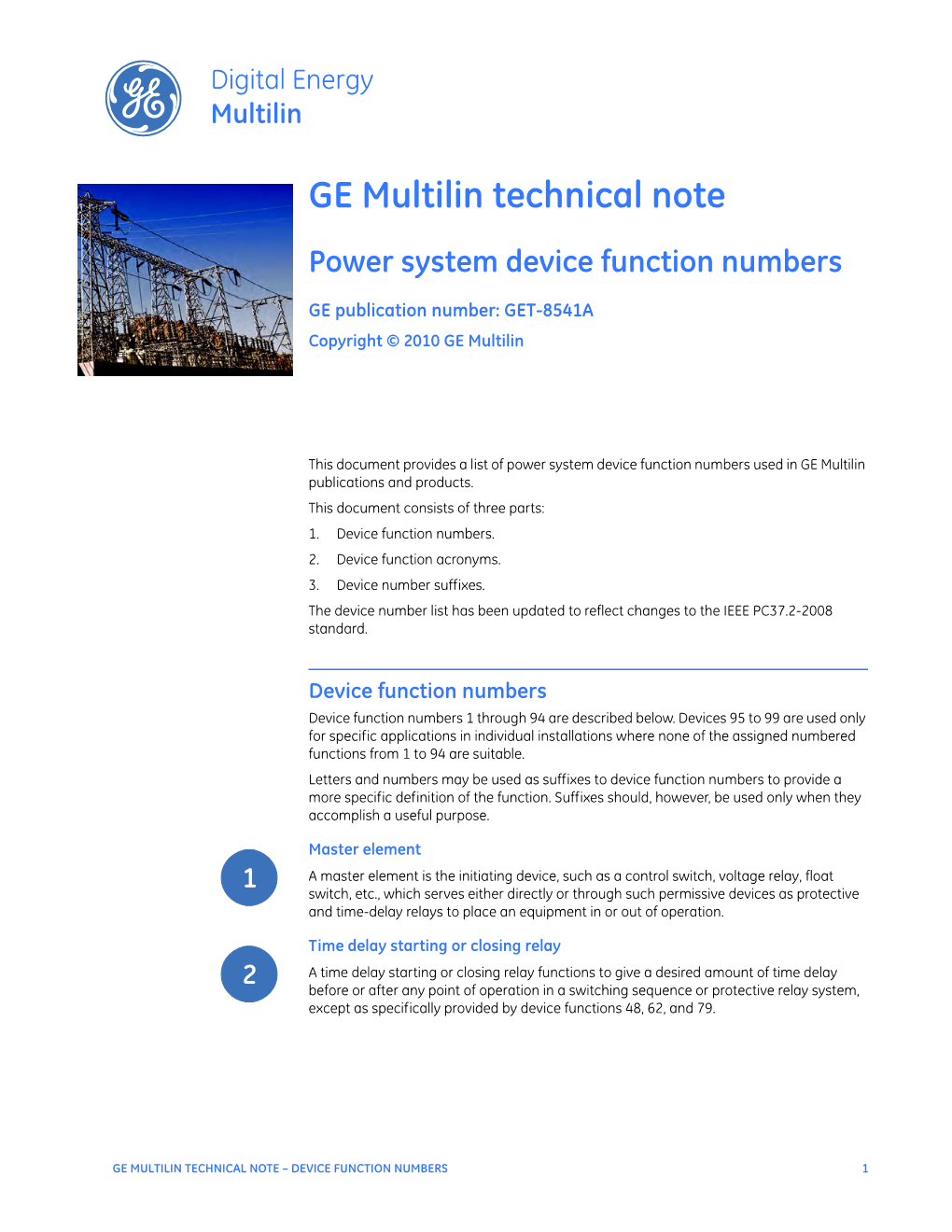 GE Multilin Technical Note