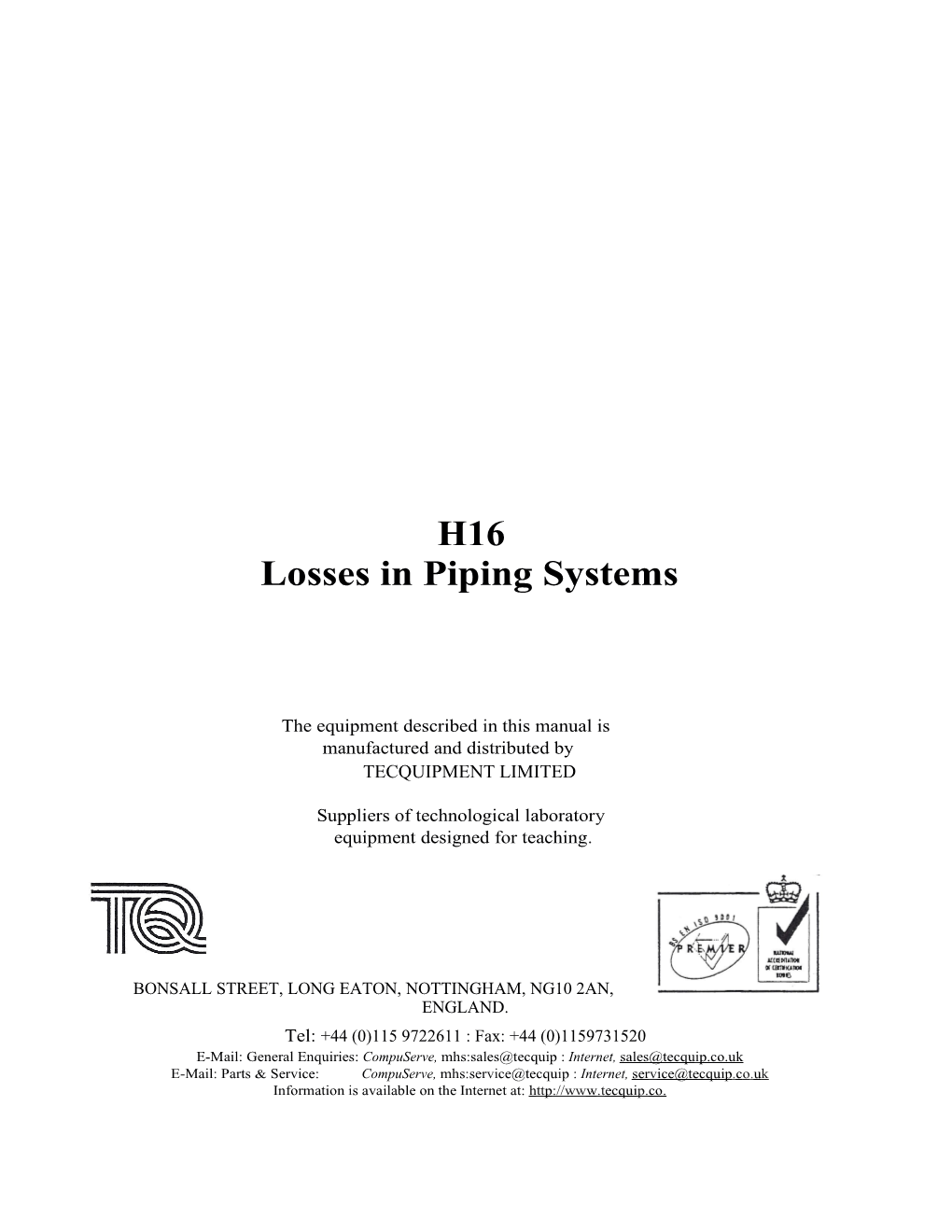 Losses in Piping Systems