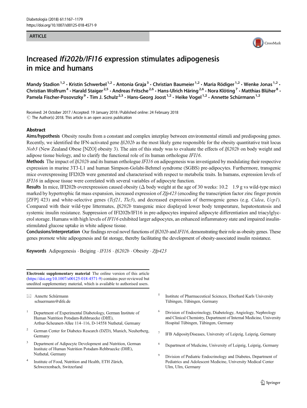 Increased Ifi202b/IFI16 Expression Stimulates Adipogenesis in Mice and Humans