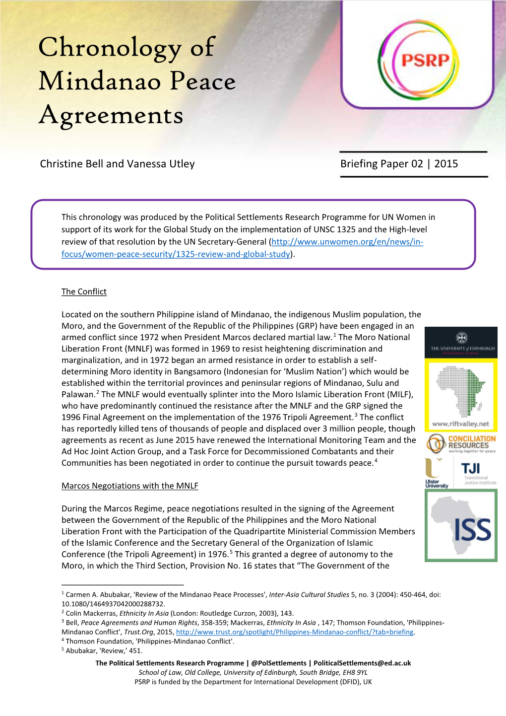 Chronology of Mindanao Peace Agreements