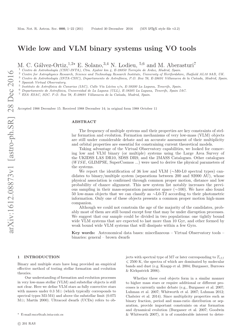 Arxiv:1612.08873V1 [Astro-Ph.SR] 28 Dec 2016