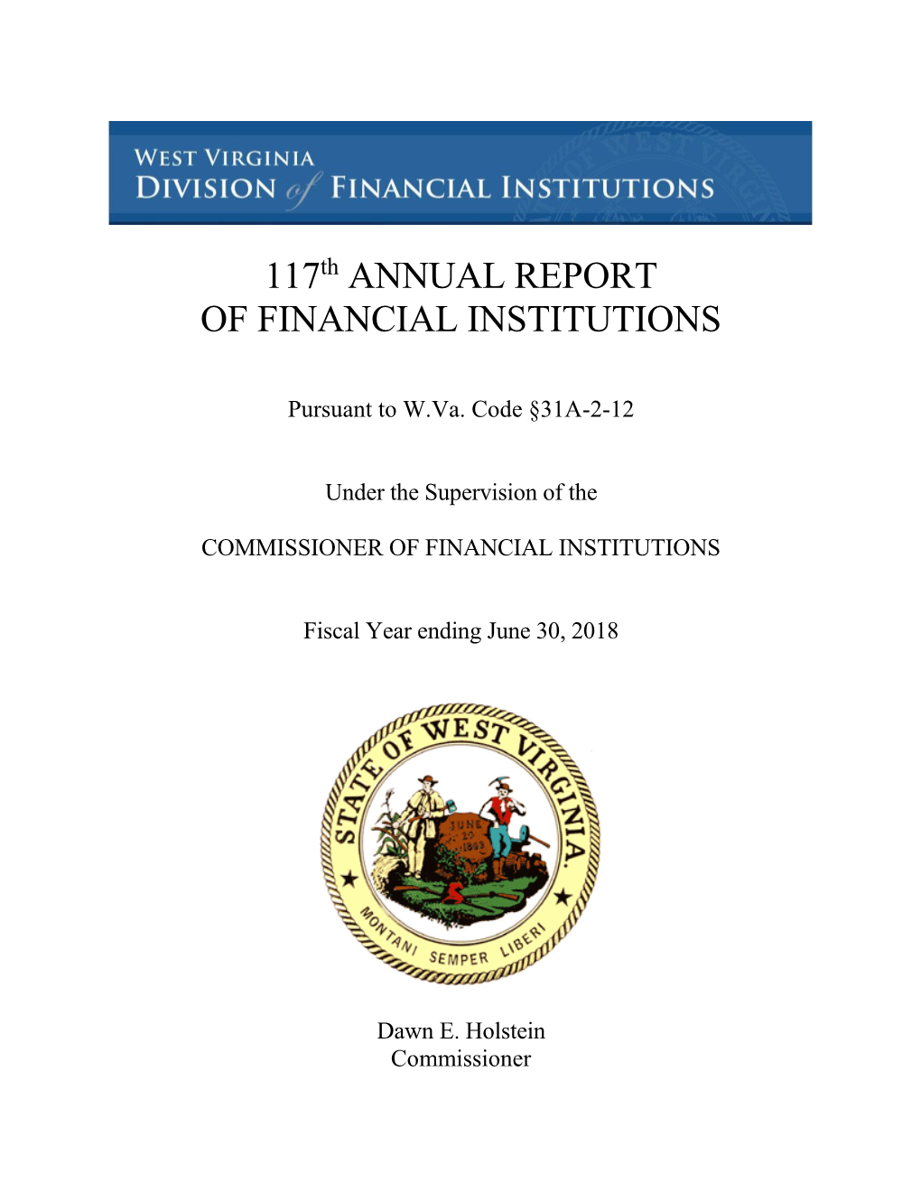 2018 West Virginia Division of Financial Institutions Annual Report