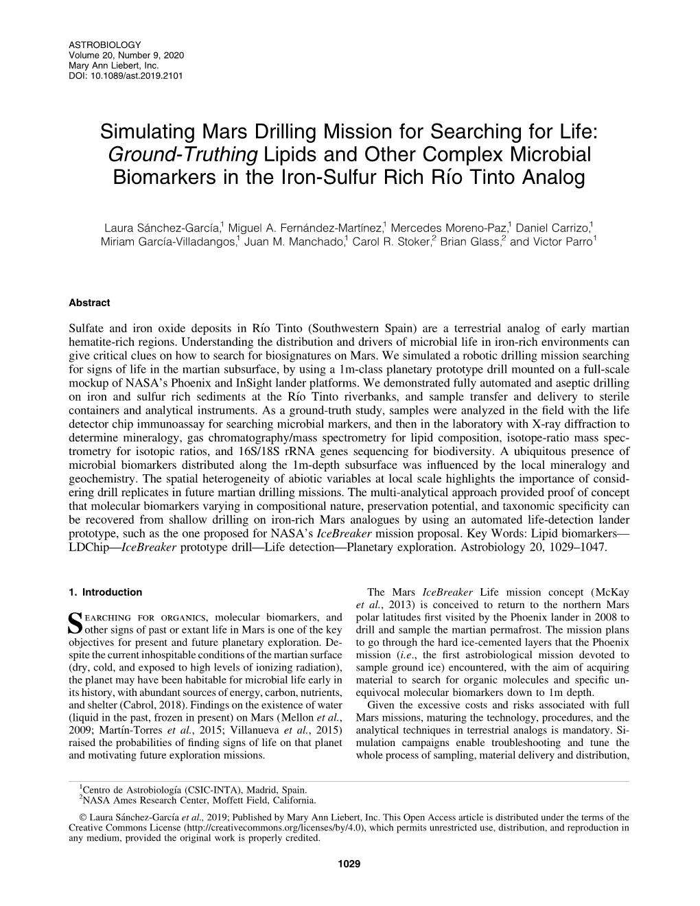 Simulating Mars Drilling Mission for Searching for Life: Ground-Truthing Lipids and Other Complex Microbial Biomarkers in the Iron-Sulfur Rich Rı´O Tinto Analog