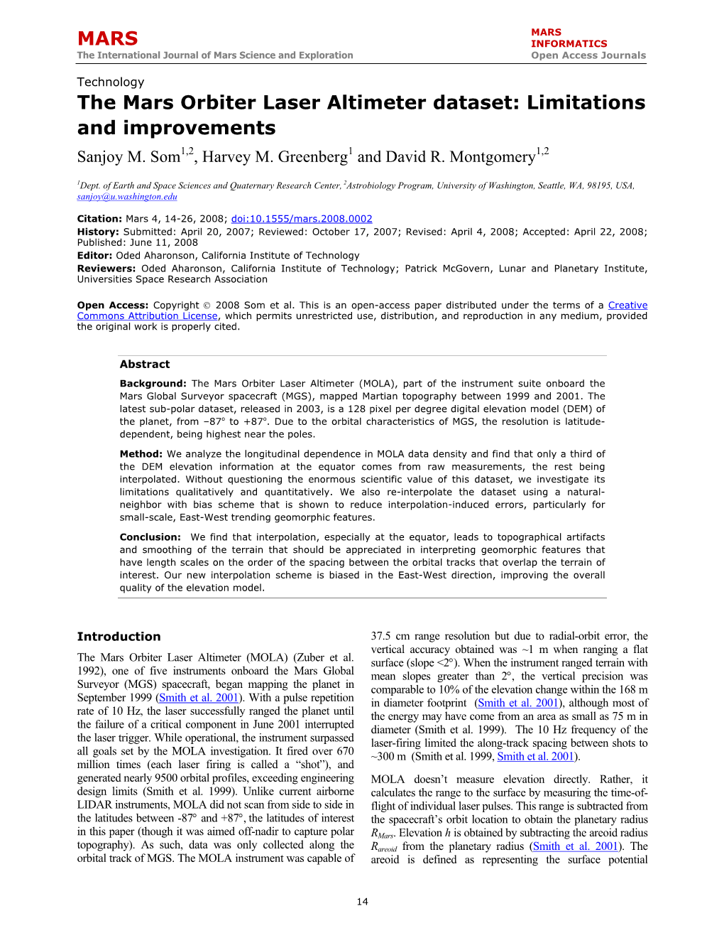 Limitations of the Mars Orbiter Laser Altimeter Dataset