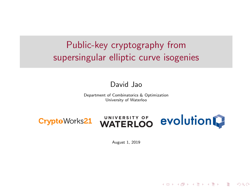 Public-Key Cryptography from Supersingular Elliptic Curve Isogenies