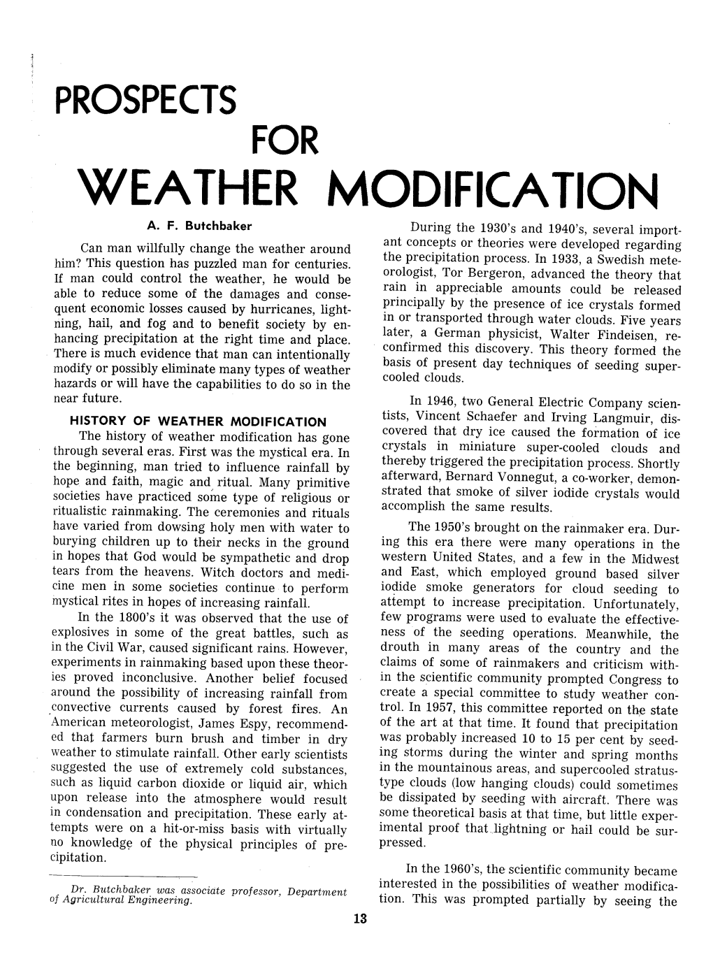 Weather Modification A