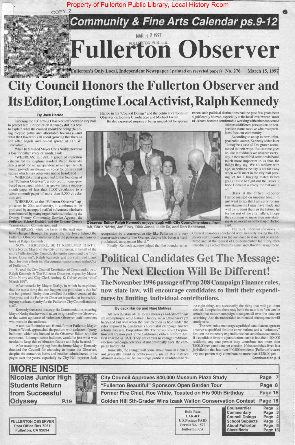City Council Honors the Fullerton