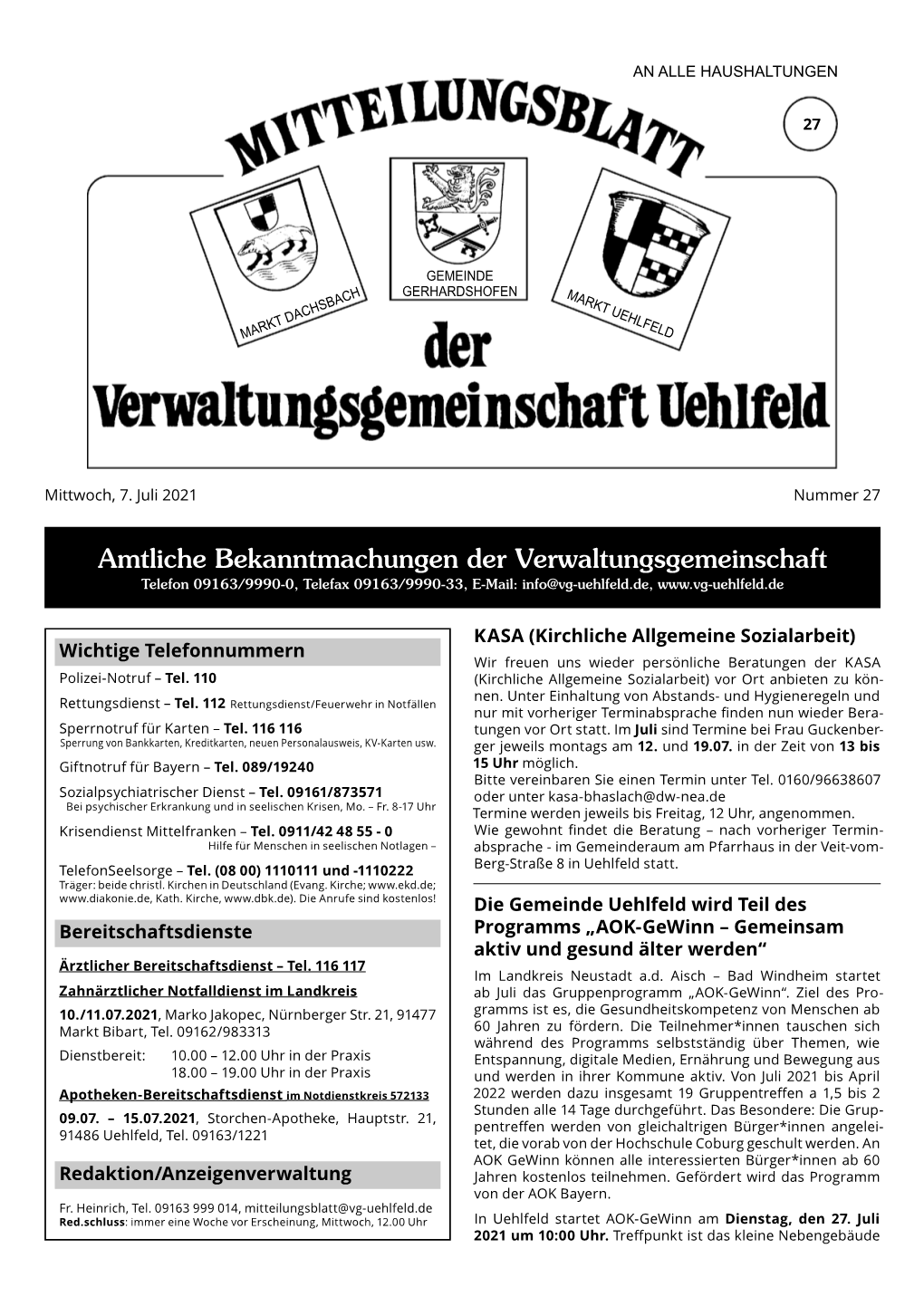 Mitteilungsblatt KW 27 2021