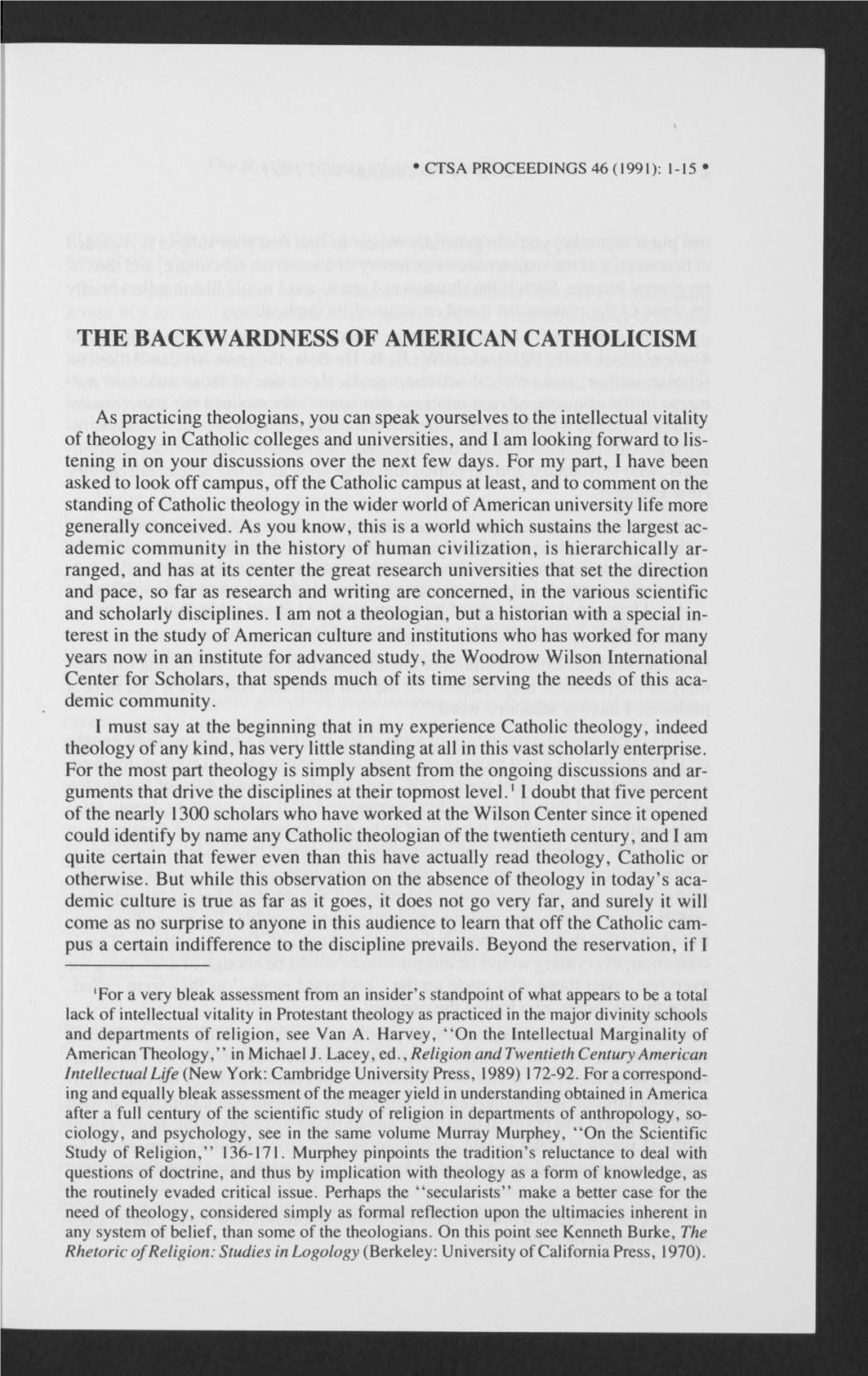 The Backwardness of American Catholicism