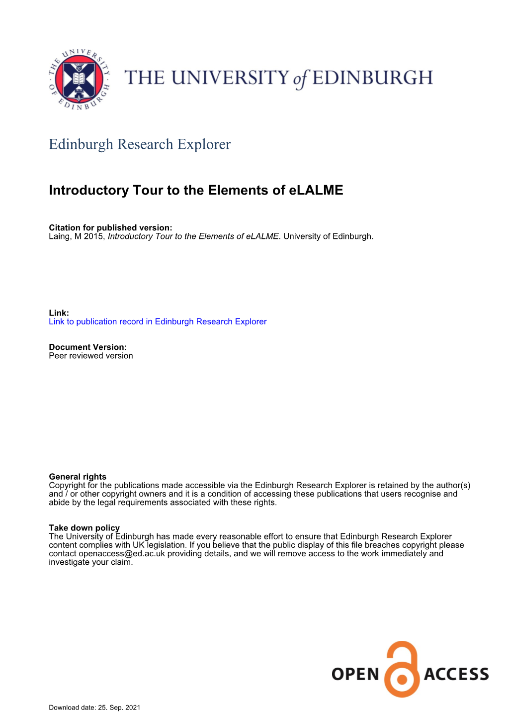 Introductory Tour to the Elements of Elalme