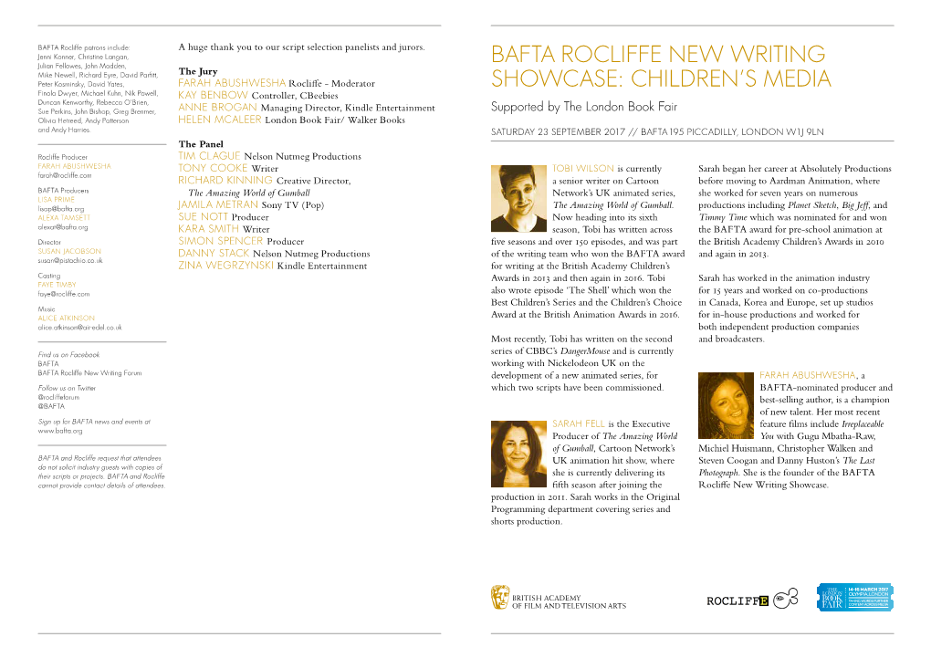 Bafta Rocliffe New Writing Showcase: Childrenõs Media