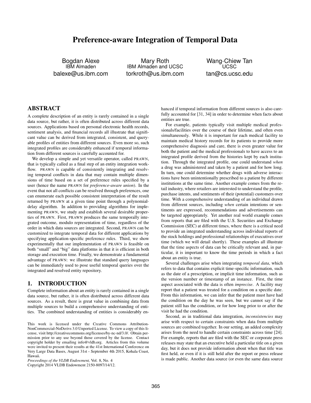 Preference-Aware Integration of Temporal Data