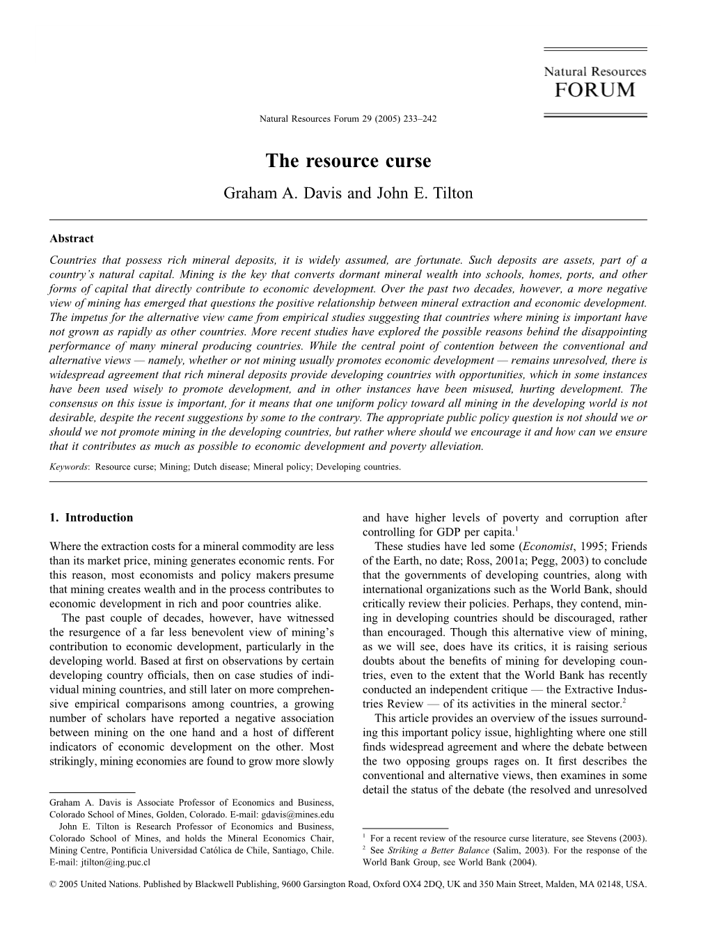 The Resource Curse Graham A