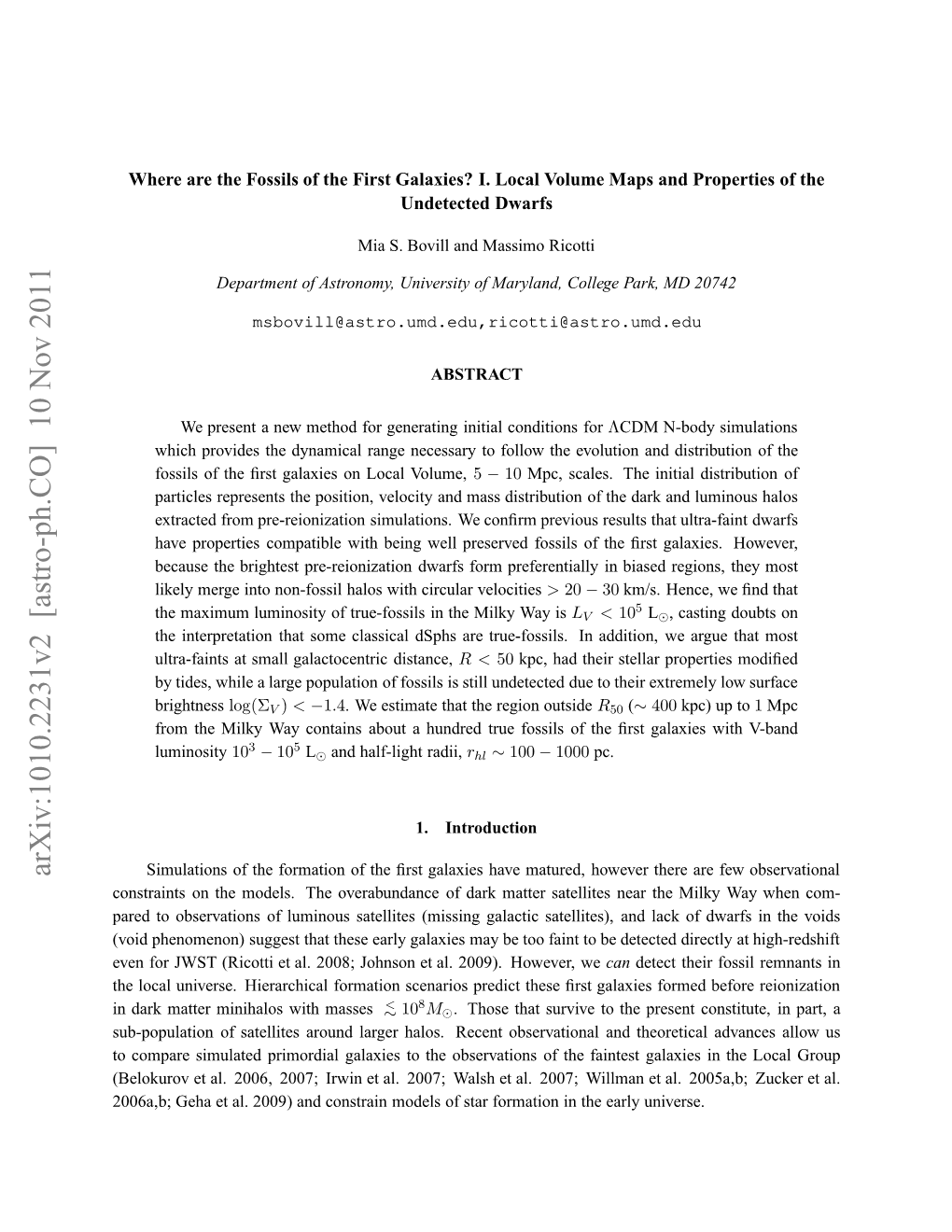 Arxiv:1010.2231V2 [Astro-Ph.CO] 10 Nov 2011 Vnfrjs Rctie L 08 Ono Ta.20) Howe 2009)