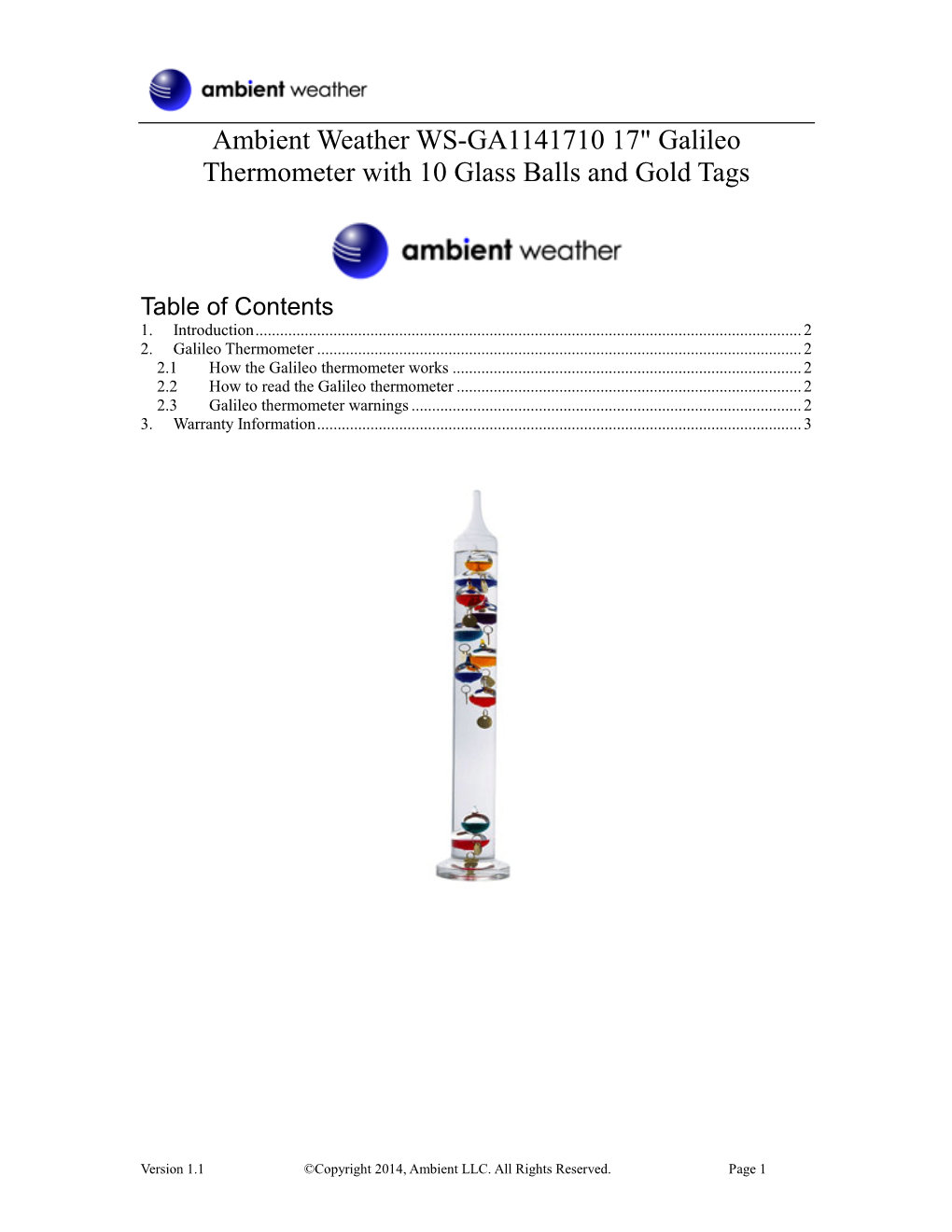 2. Galileo Thermometer