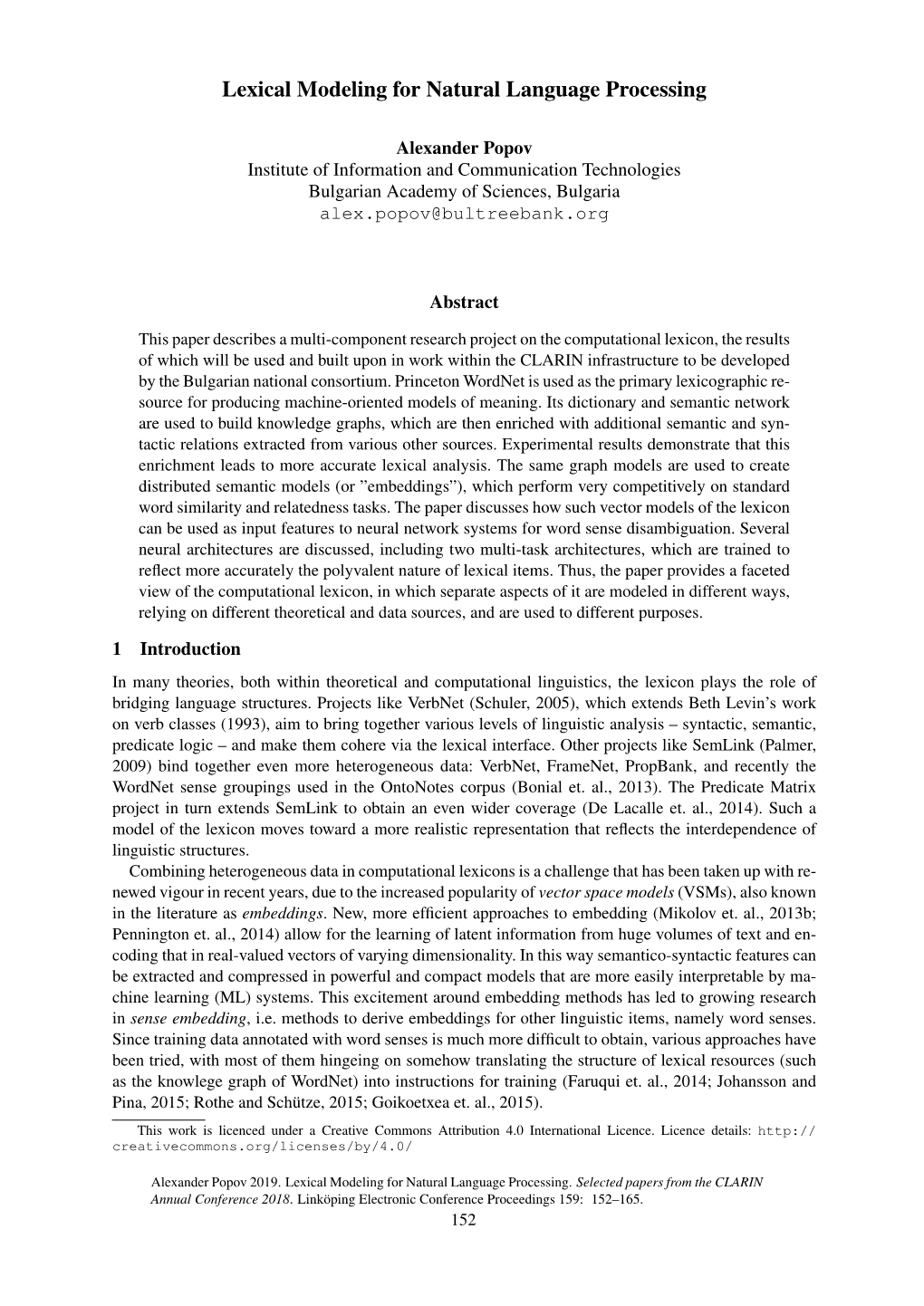 Lexical Modeling for Natural Language Processing