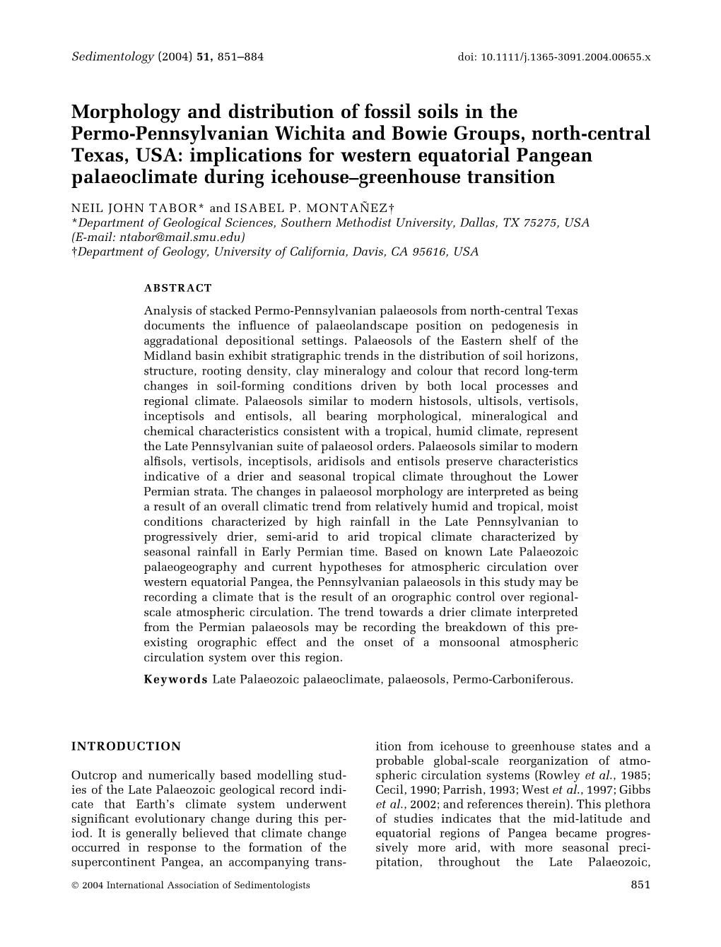 North-Central Texas, USA: Implications for Western Equatorial Pangean Palaeoclimate During Icehouse–Greenhouse Transition