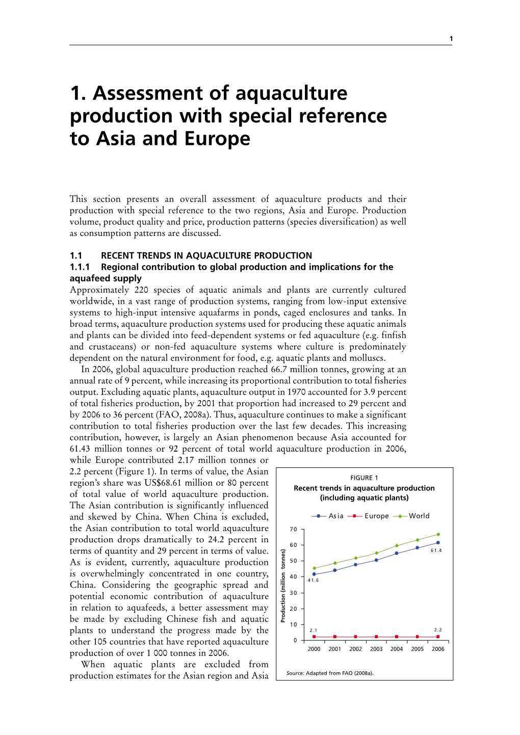 1. Assessment of Aquaculture Production with Special Reference to Asia and Europe