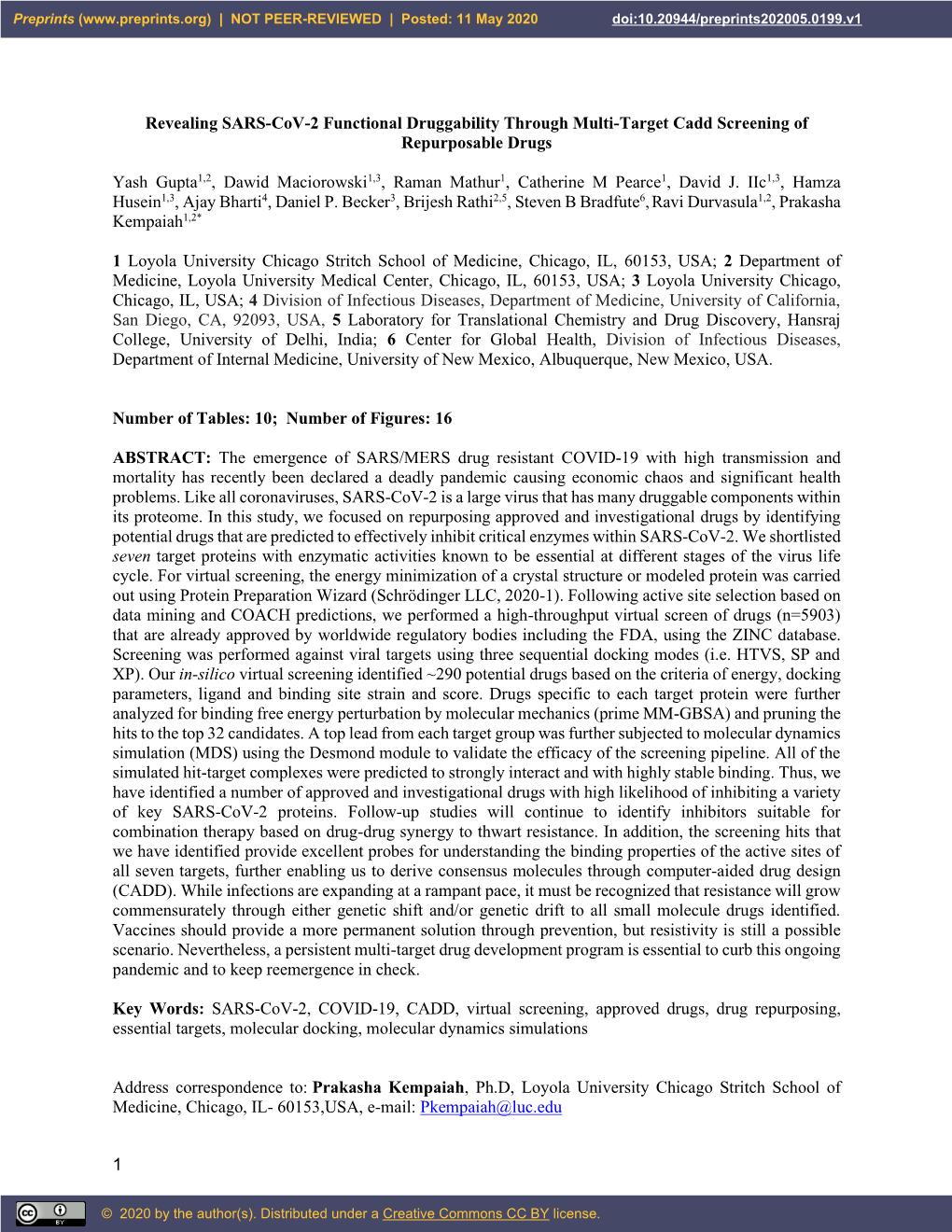 1 Revealing SARS-Cov-2 Functional Druggability Through Multi-Target