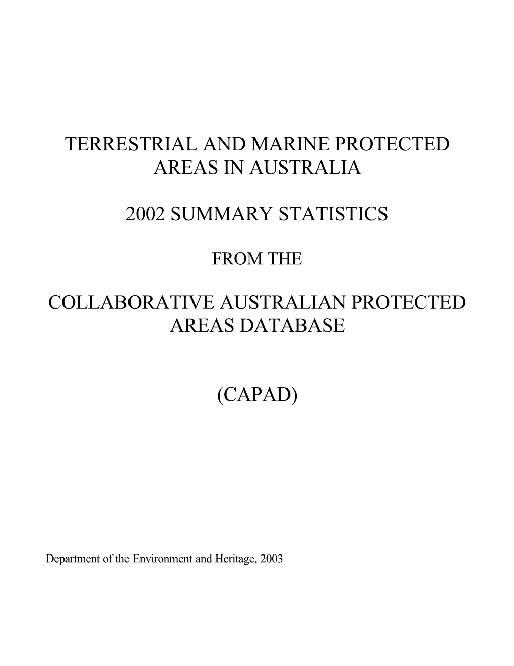 Terrestrial and Marine Protected Areas in Australia