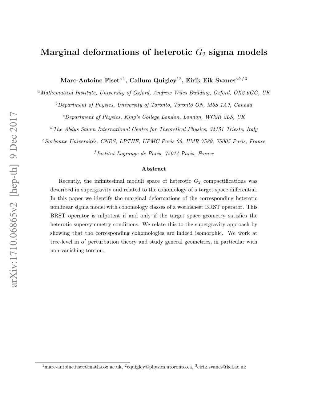 Marginal Deformations of Heterotic G2 Sigma Models