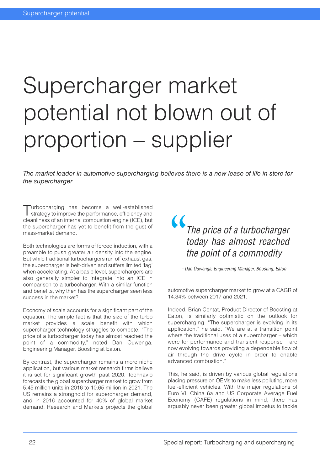 Turbocharging and Supercharging Supercharger Potential