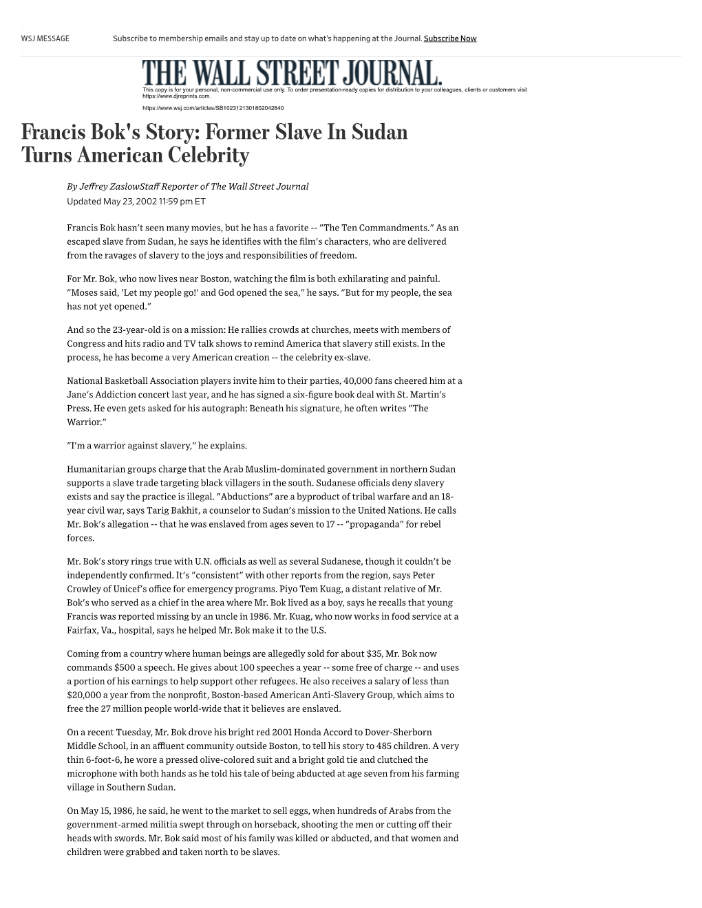 Francis Bok's Story: Former Slave in Sudan Turns American Celebrity