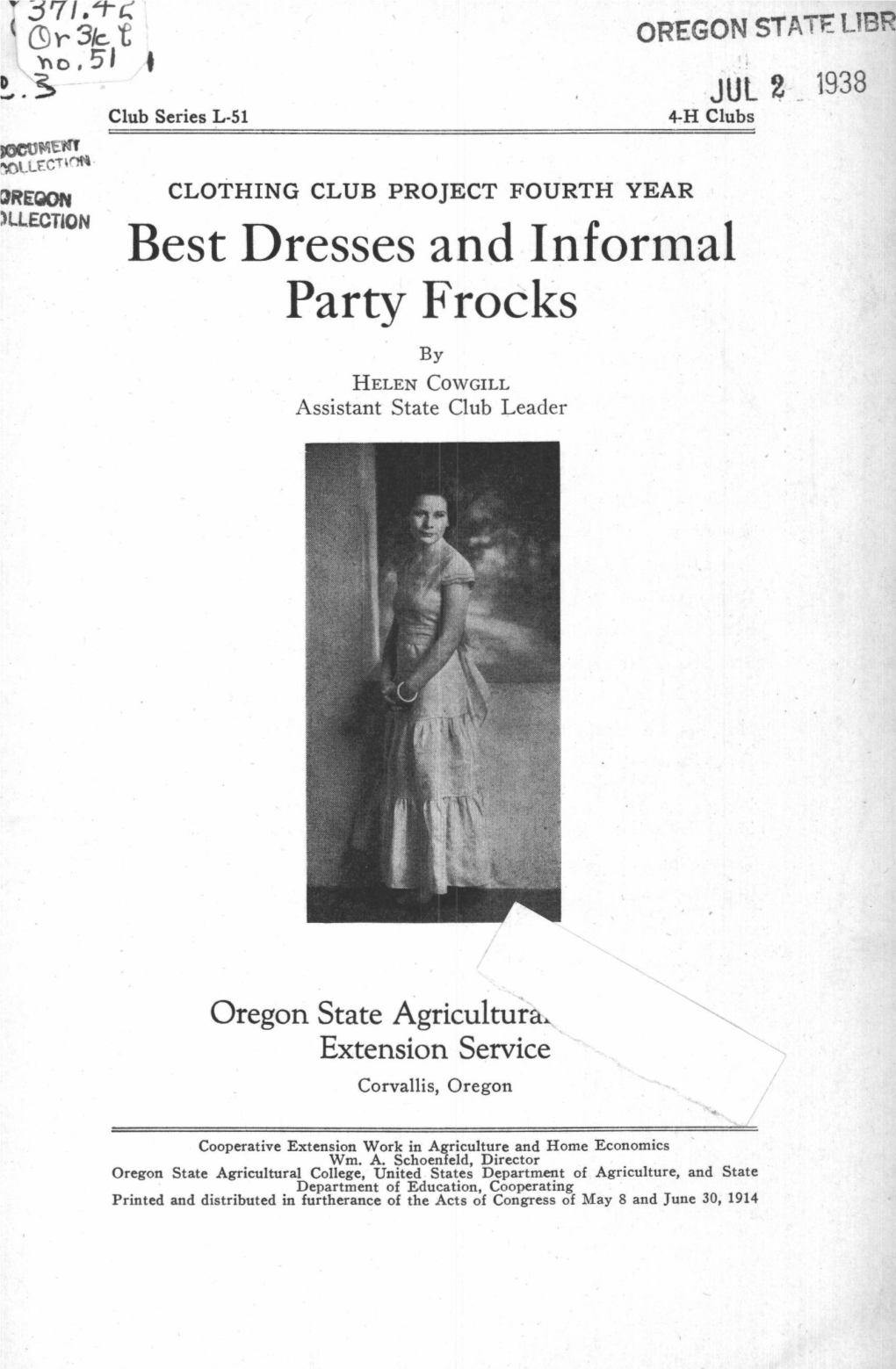 Best Dresses and Informal Party Frocks by HELEN COWGILL Assistant State Club Leader