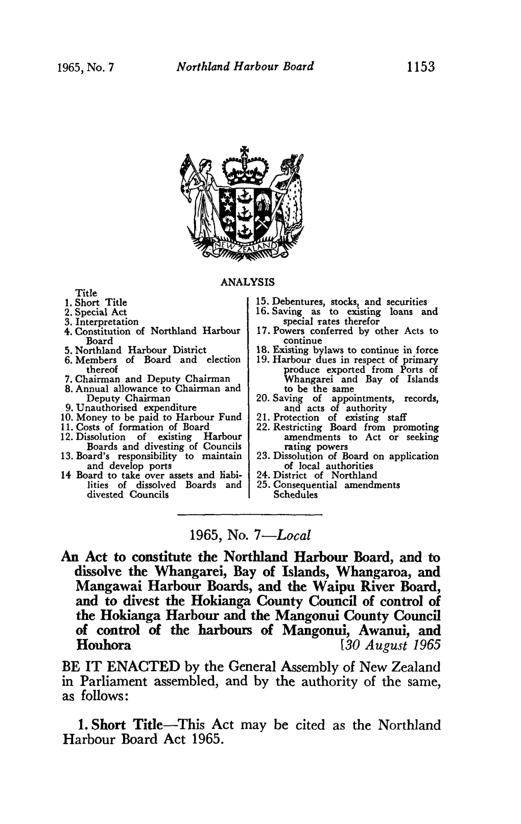 1965 No 7 Northland Harbour Board