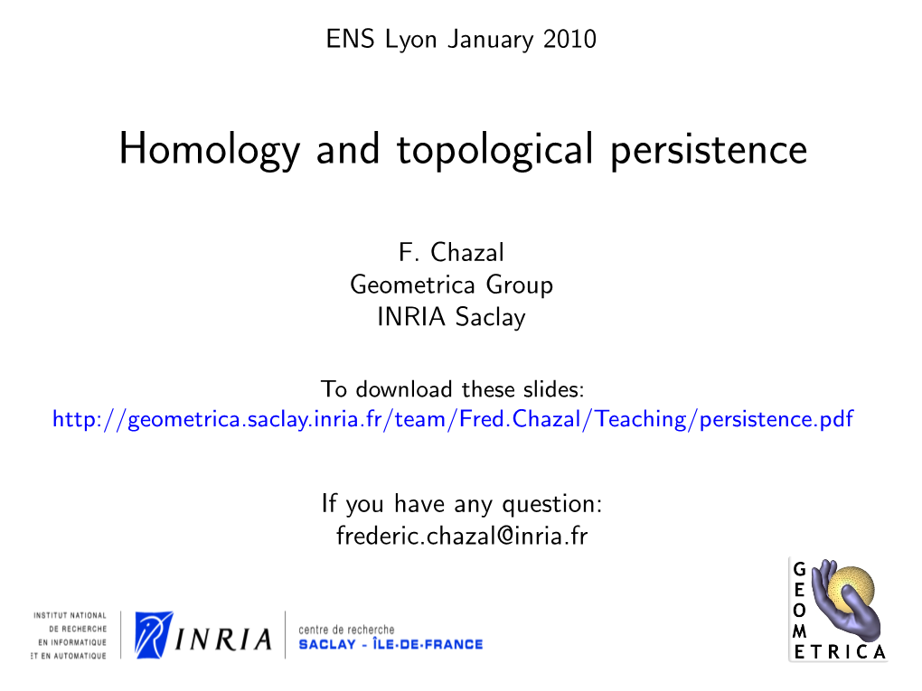 Homology and Topological Persistence