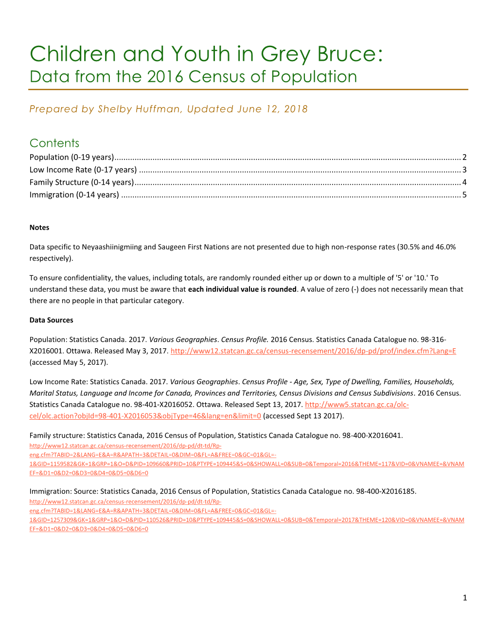 Children and Youth in Grey Bruce: Data from the 2016 Census of Population