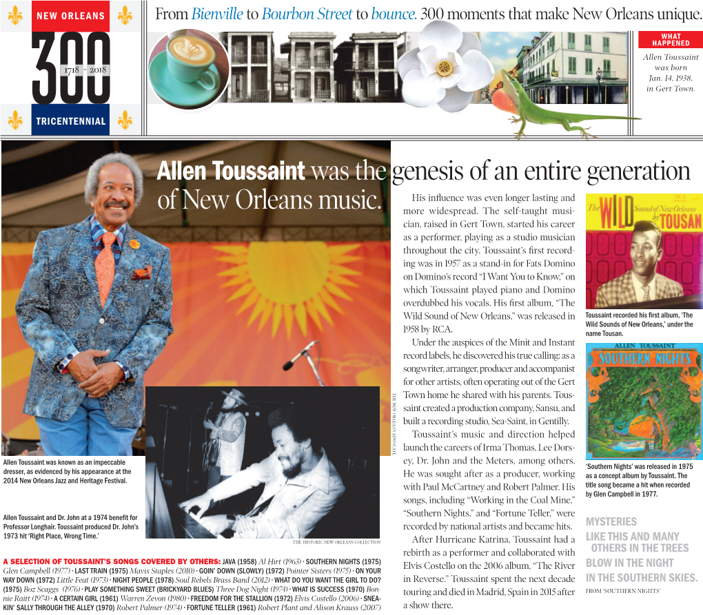 Allen Toussaint Was Thegenesis of an Entire Generation of New Orleans