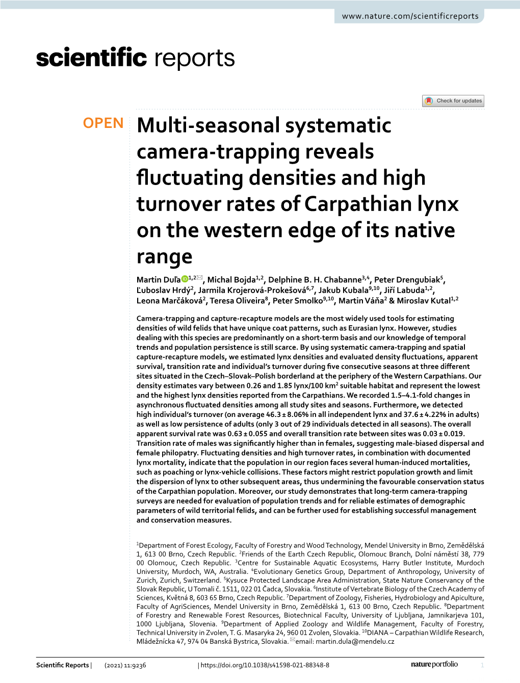 Multi-Seasonal Systematic Camera-Trapping Reveals Fluctuating Densities and High Turnover Rates of Carpathian Lynx on the Wester