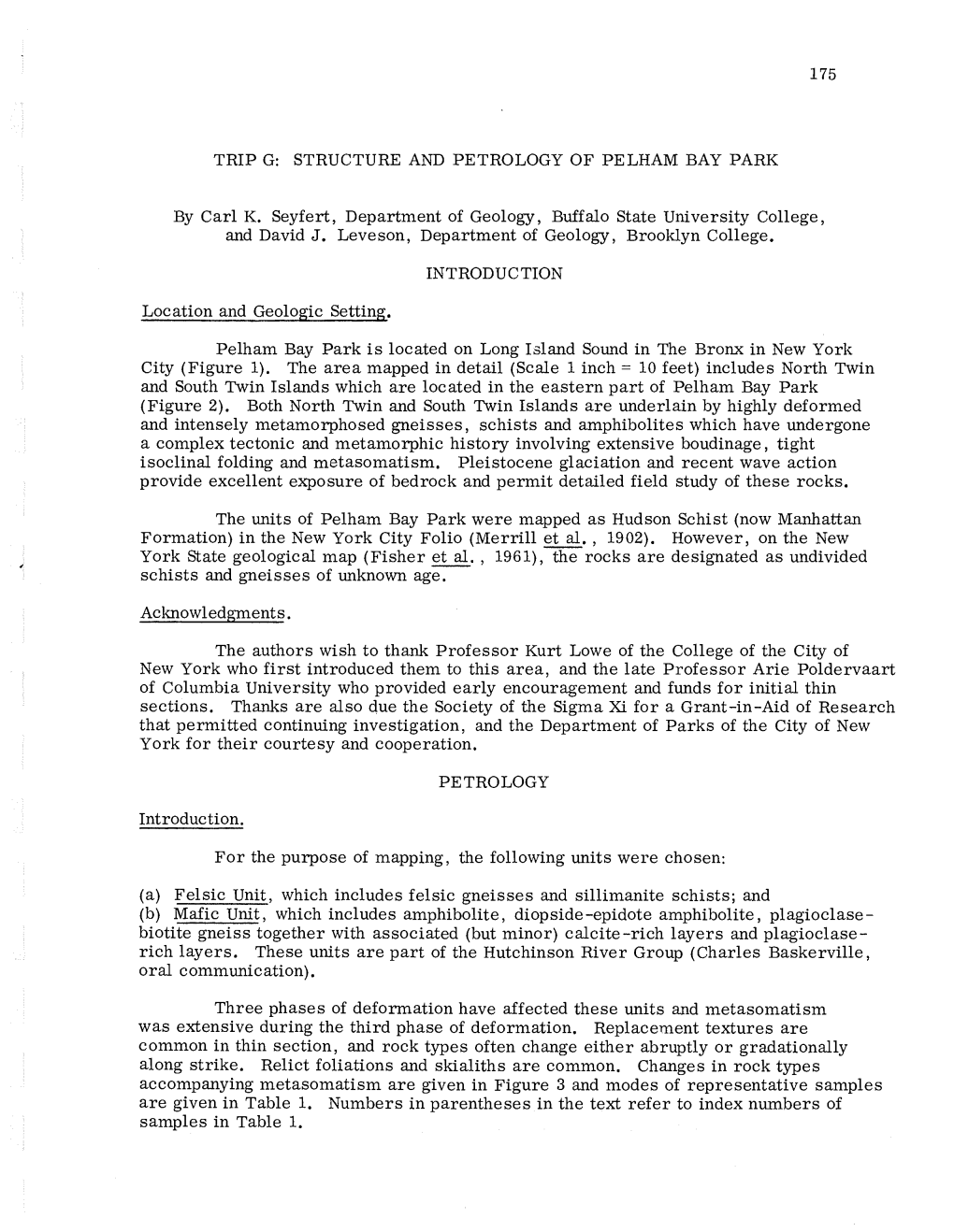 STRUCTURE and PETROLOGY of PELHAM BAY PARK by Carl K