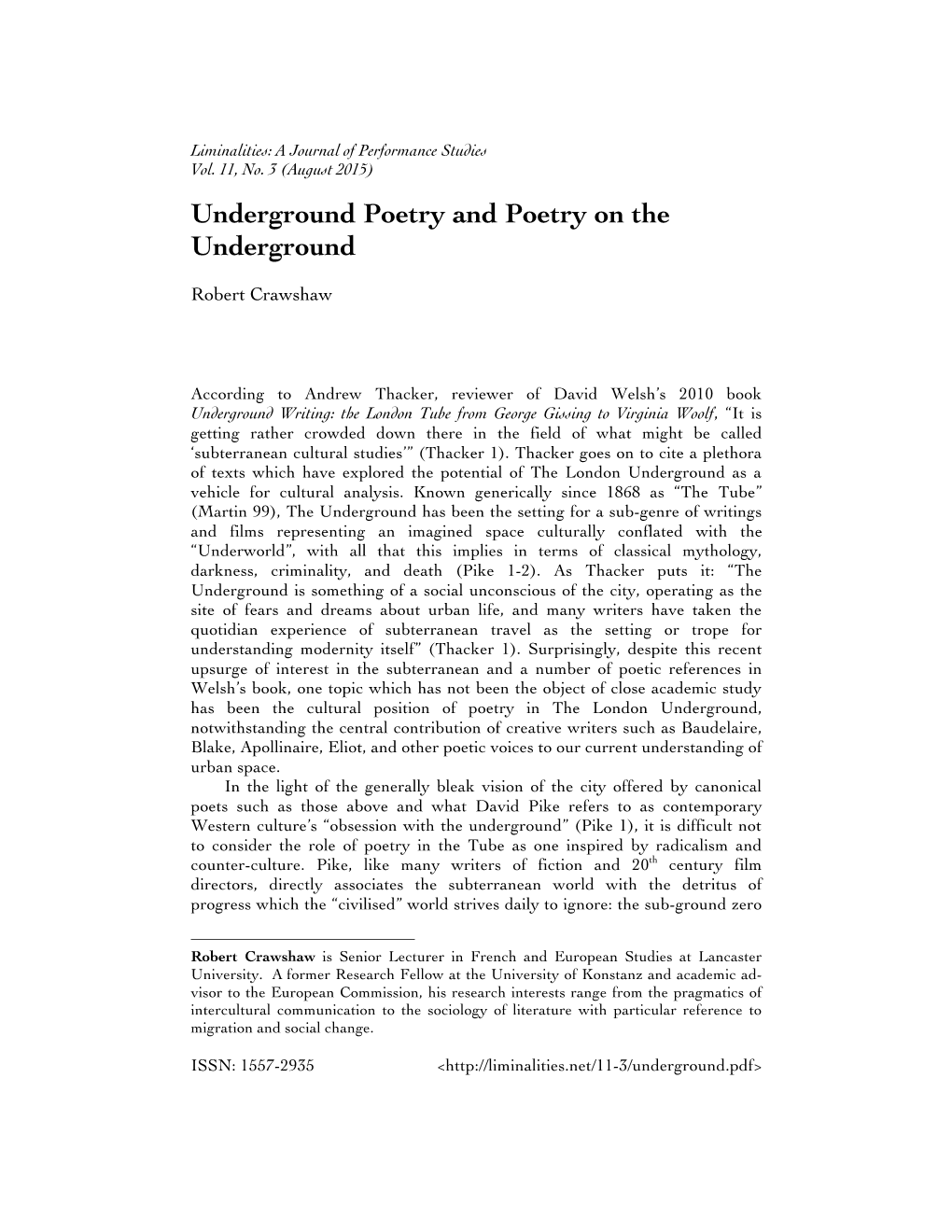 Underground Poetry and Poetry on the Underground