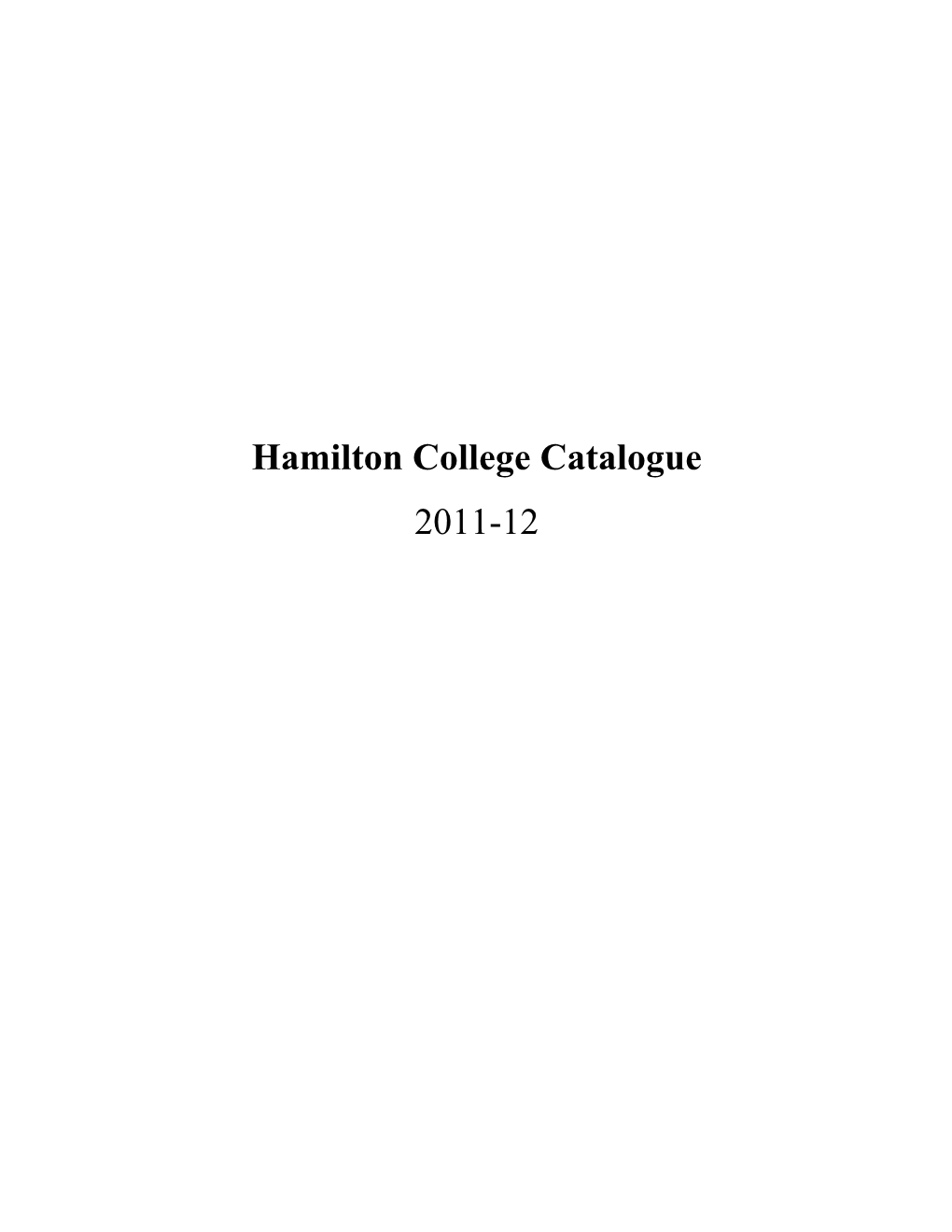 Hamilton College Catalogue 2011-12