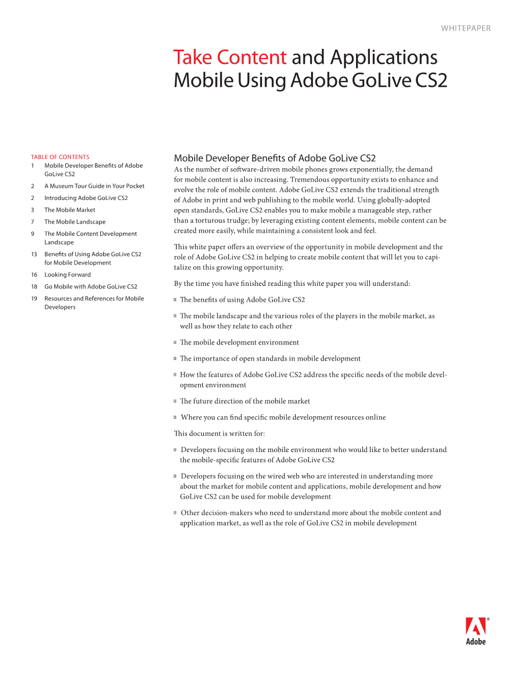 Take Content and Applications Mobile Using Adobe Golive CS2