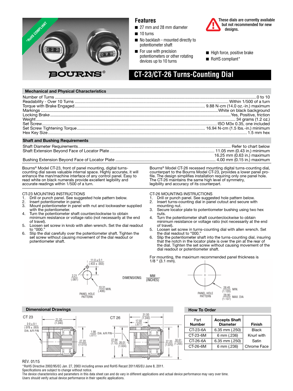 Bourns® Turns-Counting Dials