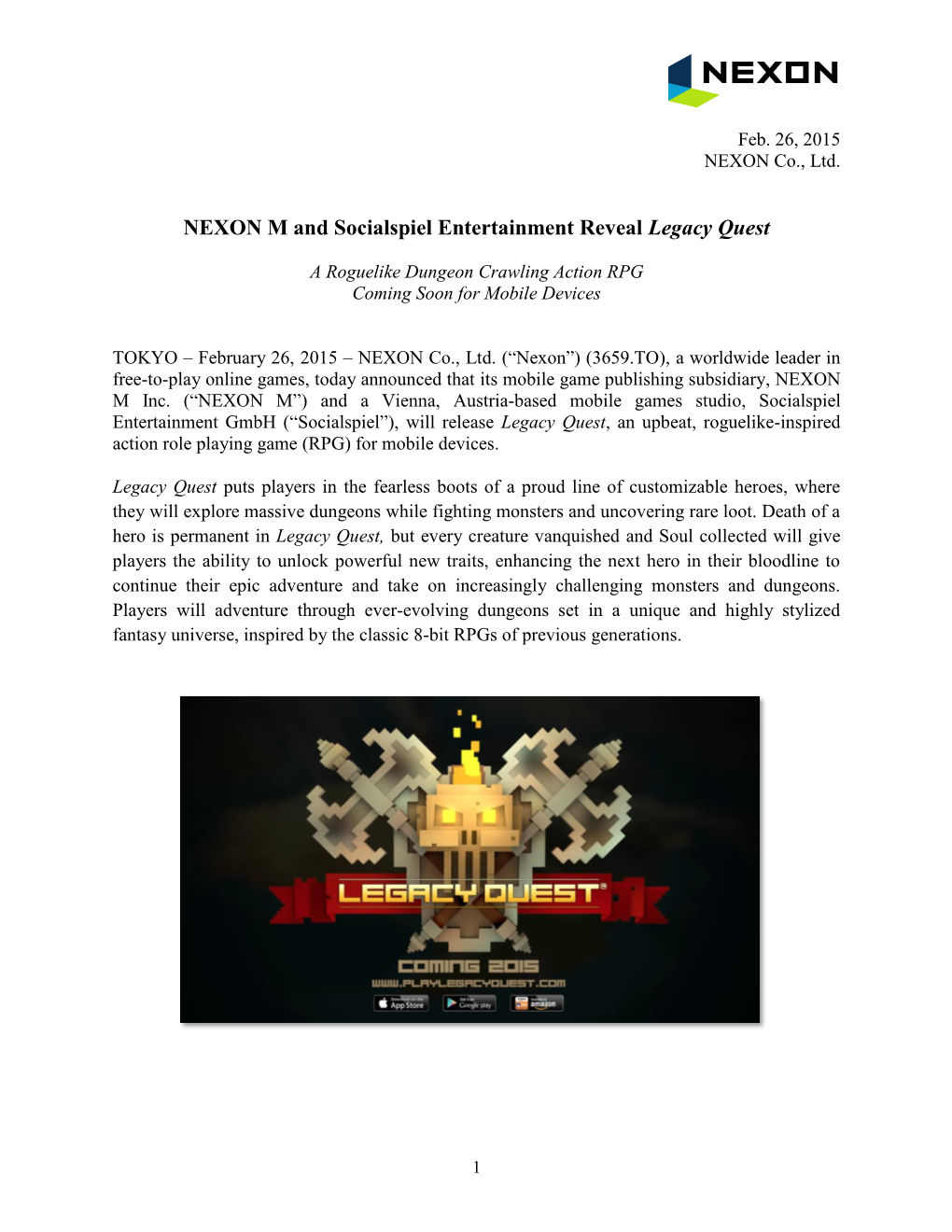 NEXON M and Socialspiel Entertainment Reveal Legacy Quest