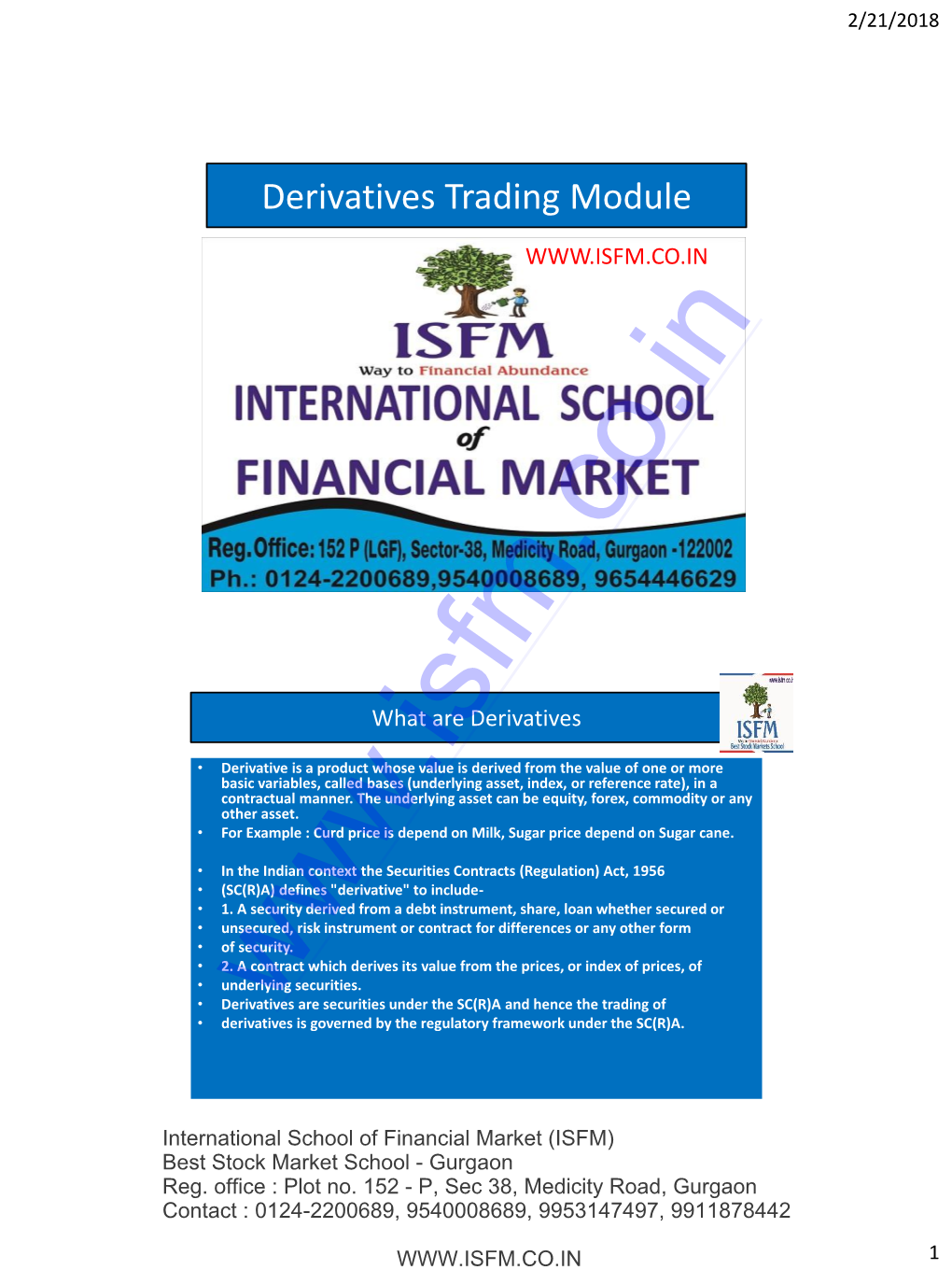 Derivatives Trading Module