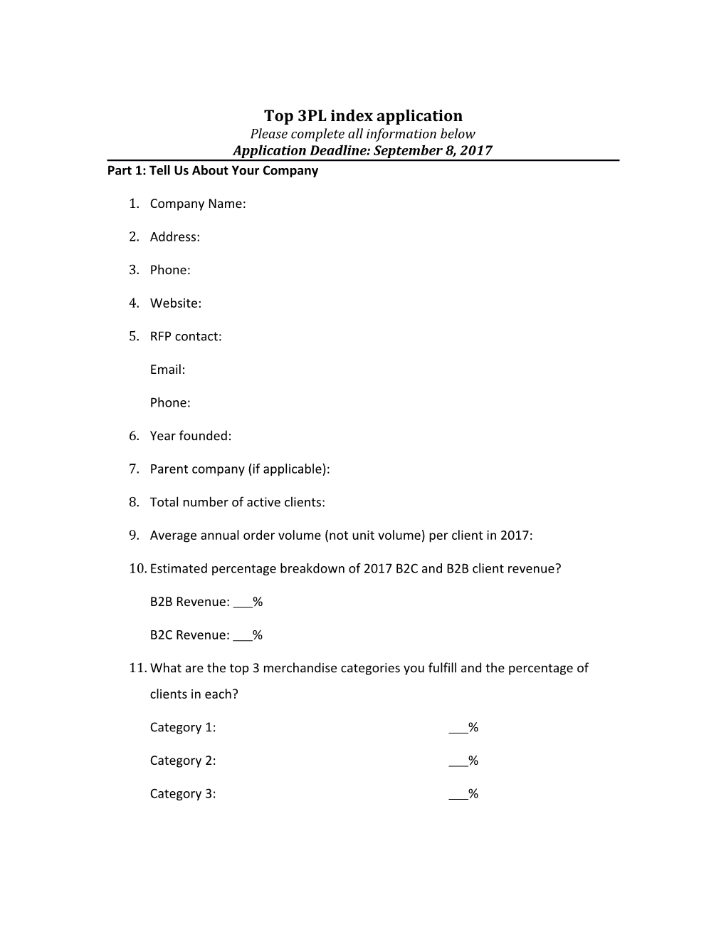 Top 3PL Index Application