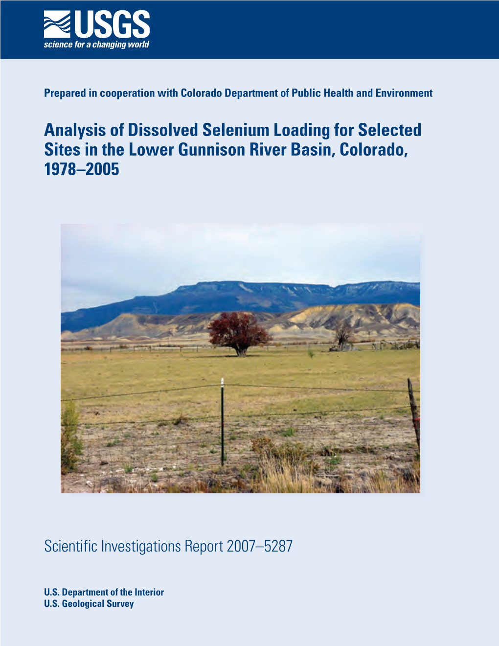 Analysis of Dissolved Selenium Loading for Selected Sites in the Lower Gunnison River Basin, Colorado, 1978–2005