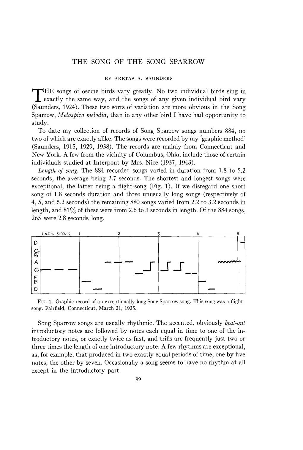 T HE Songs of Oscine Birds Vary Greatly. No Two Individual Birds Sing In