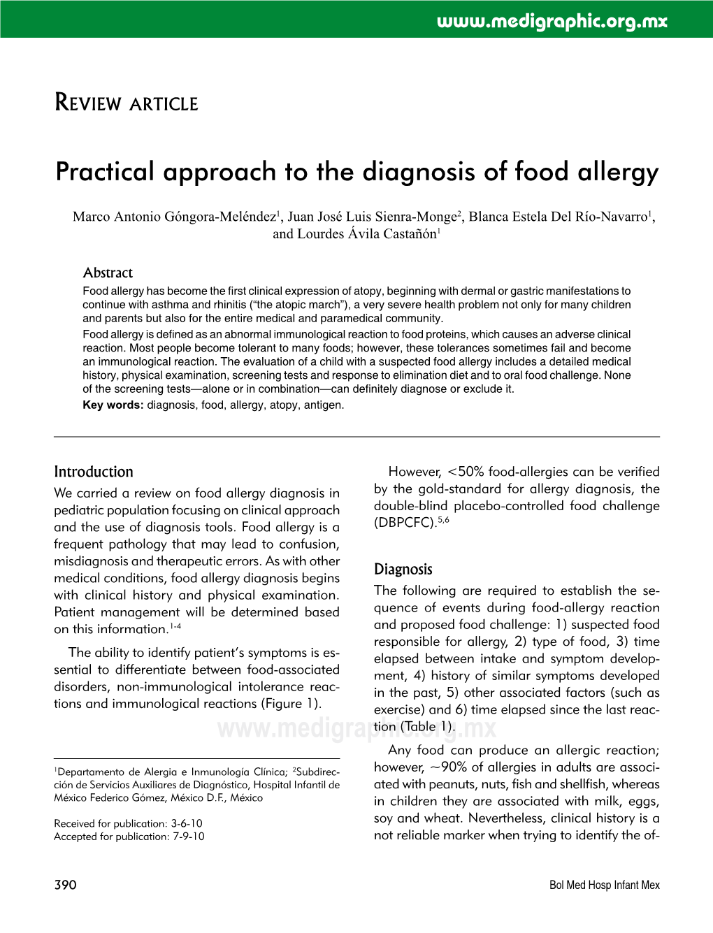 Practical Approach to the Diagnosis of Food Allergy